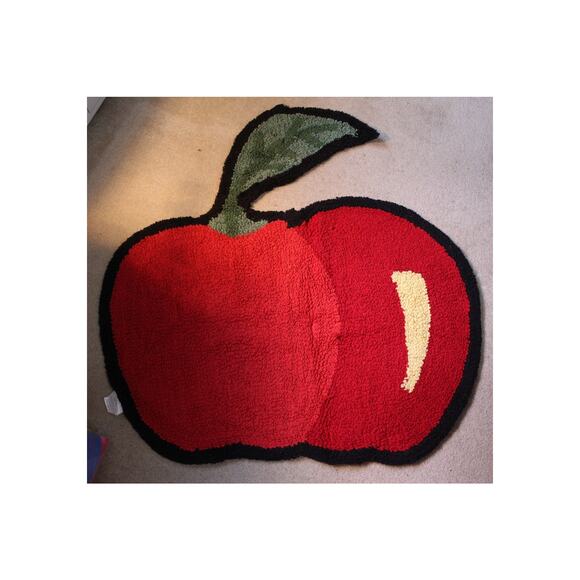 Unique Hook and Loop Style Red Apple and Leaf Shaped Rugs SUPER RARE - Picture 2 of 5